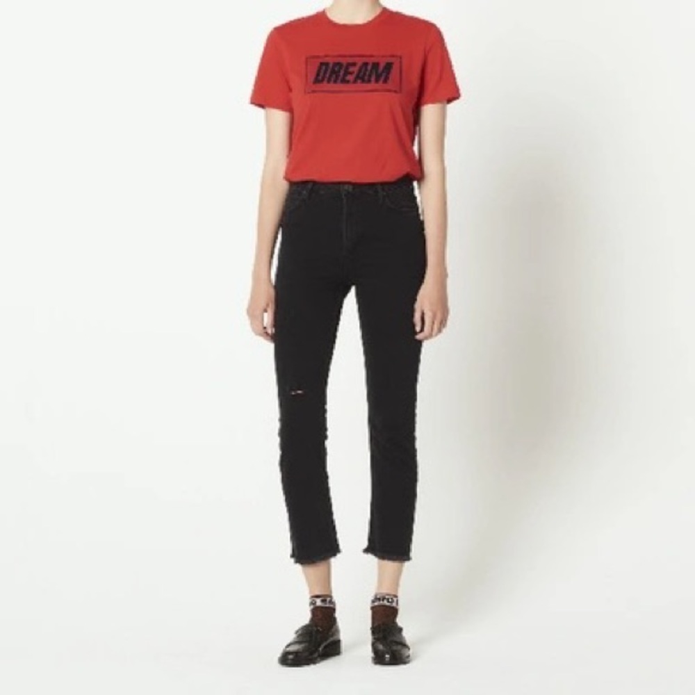 Sandro Raw Hemmed HighRise Straight Leg Jeans